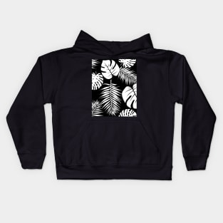 Black and white plant pattern Kids Hoodie